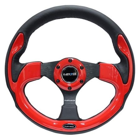 NRG NRG RST-001RD 5 mm 3-Spoke Reinforced Steering Wheel; Black with Red Trim - 320 mm RST-001RD